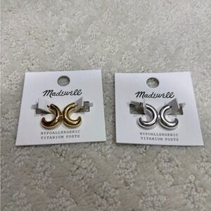 Madewell Gold and Silver Mini Hoop Earrings